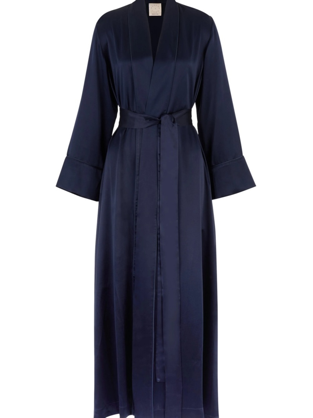 NWOT Cozy Earth 100% Silk Maxi Robe Navy Blue Long Luxury Robe M/L